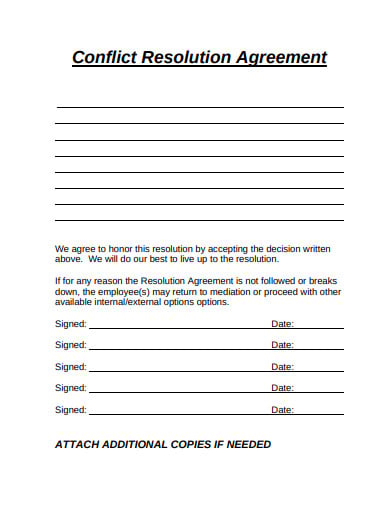conflict resolution agreement template