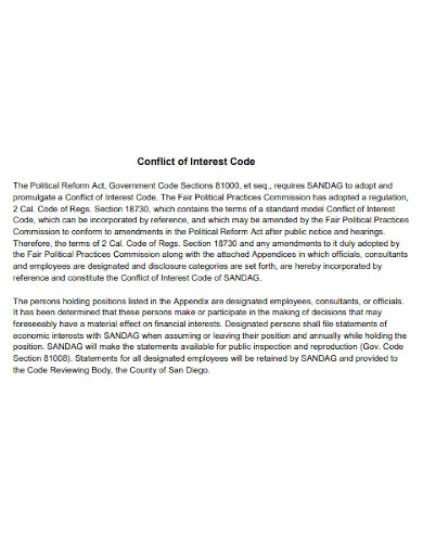 conflict of interest code