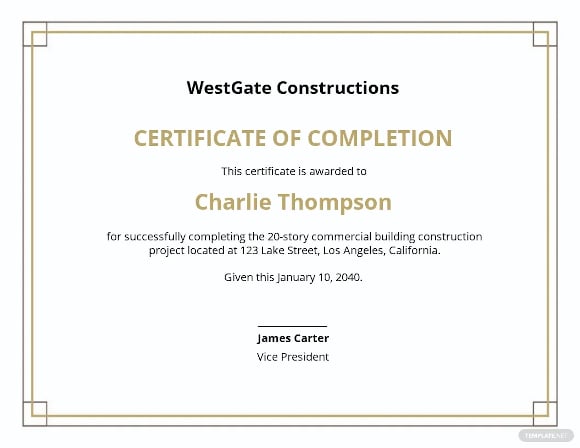 construction civil architect project completion certificate