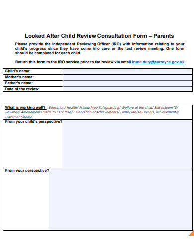 consultation form for parents