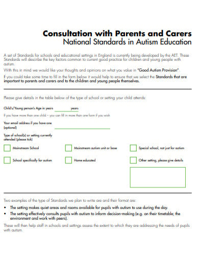 consultation with parents and carers