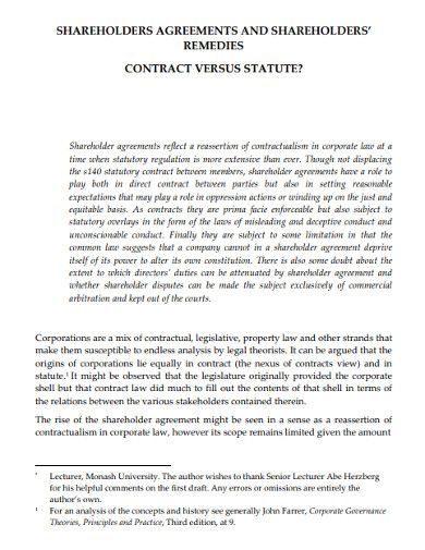 contract partnership shareholder agreement