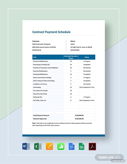 contract payment schedule