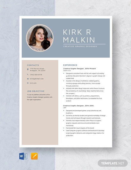 Graphic Designer Resume Template - 21+ Word, PDF Format Download