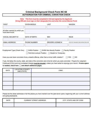 11+ Criminal Background Check Form Templates in PDF | DOC