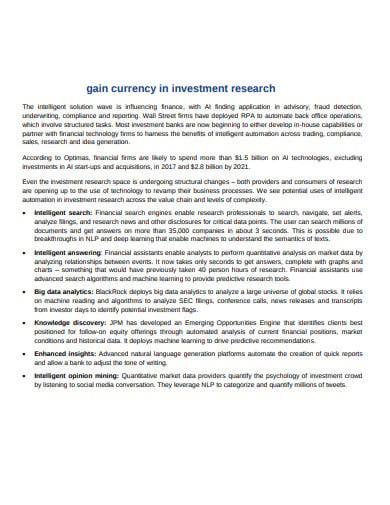 currency investment research template