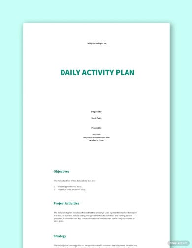 daily activity plan template