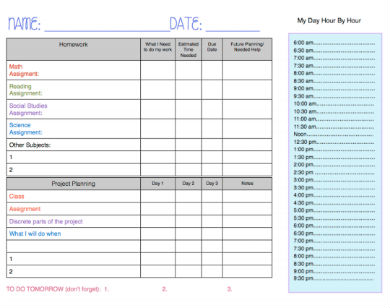 homework planner google docs