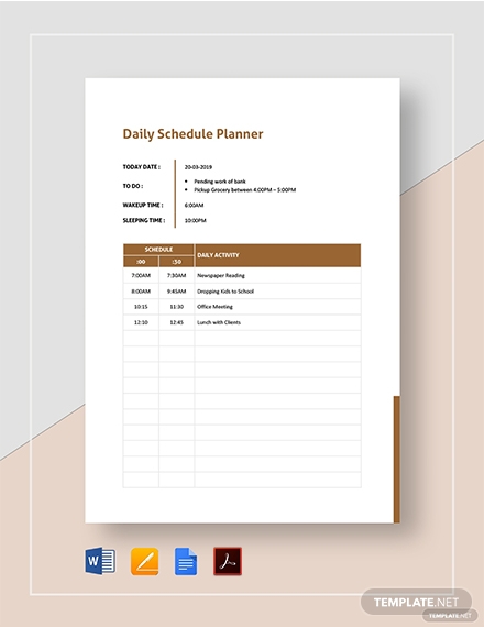 daily schedule planner template