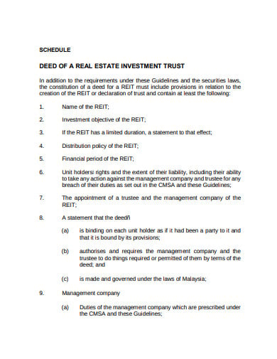 deed-of-real-estate-investment-trust-schedule