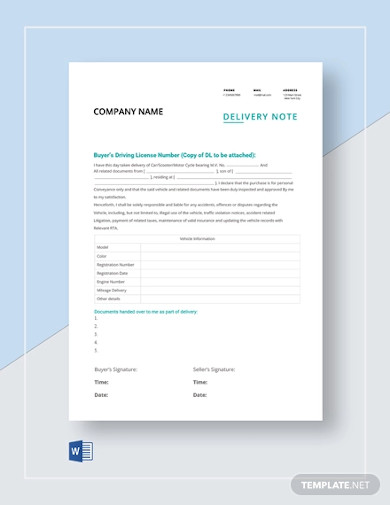 delivery note template