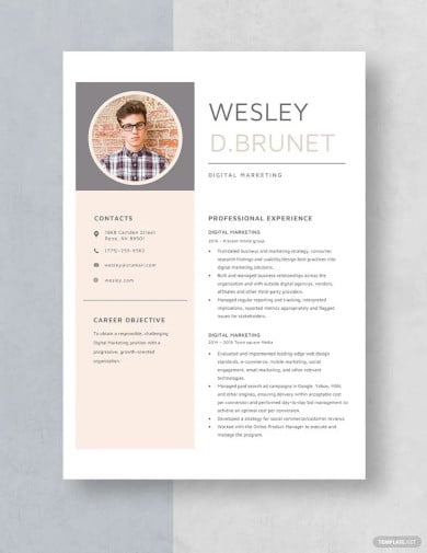 digital marketing resume template