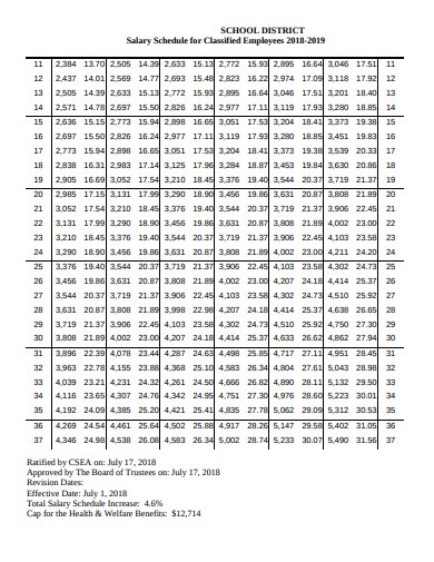 11+ Classified Employee Salary Schedule Templates in PDF | Doc