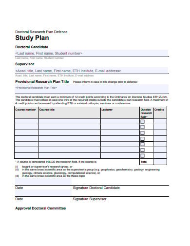 doctor research study plan template