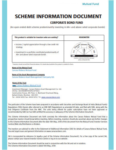 document of corporate bond mutual funds template