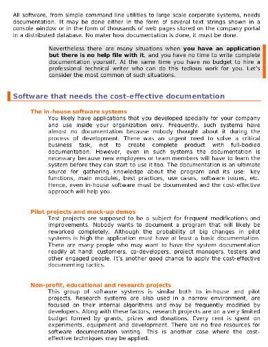 documentation for software systems