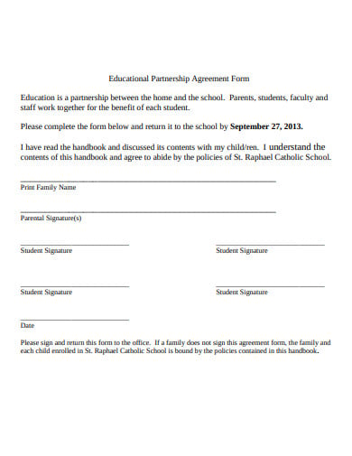 educational partnership agreement form