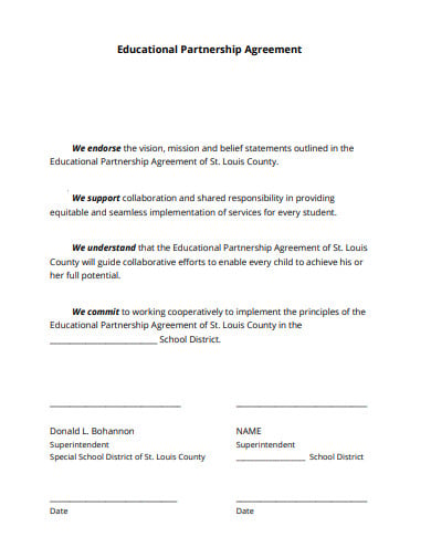 educational partnership agreement statement