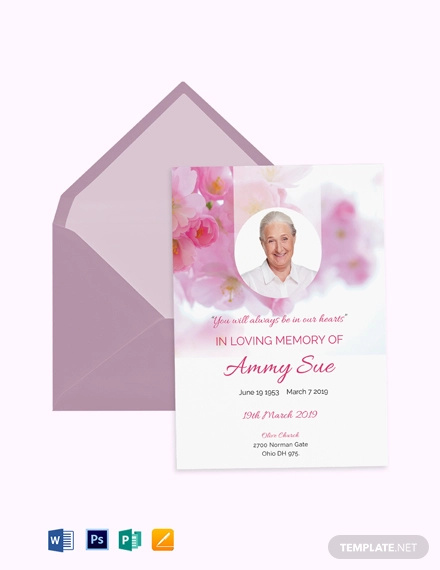 elegant funeral program invitation template