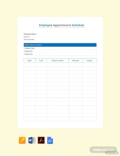 employee appointment schedule template