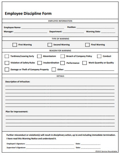 employee discipline form