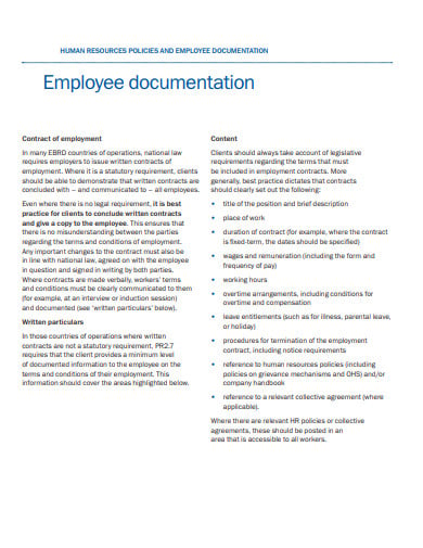 employee policy documentation template