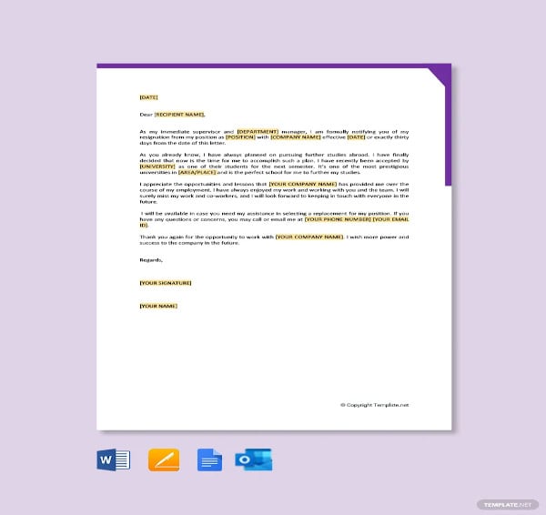 employee resignation letter to manager template