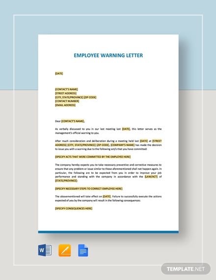 employee warning letter template