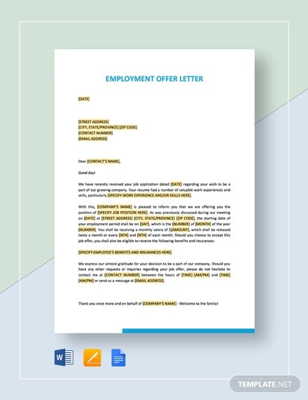 employment offer letter template1