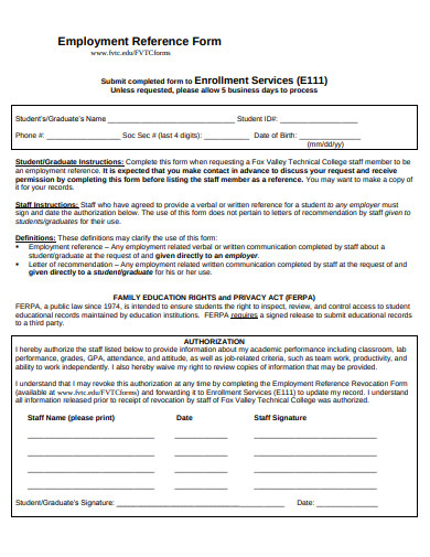 10 Employment Reference Request Form Templates In Pdf Xls Doc 0678