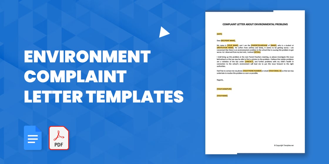 environment complaint letter templates – free sample example format download