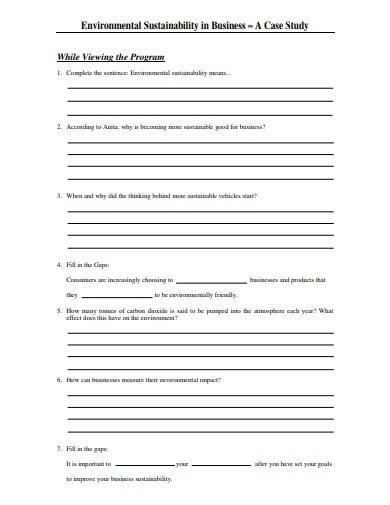 environmental sustainability in business case study template