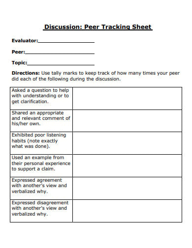 evaluation discussion tracking sheet template