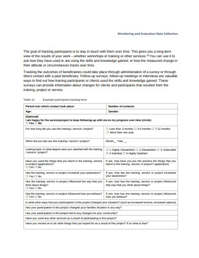 evaluation participation tracking form sheet
