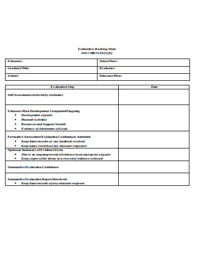 11+ Evaluation Tracking Sheet Templates in PDF | Word