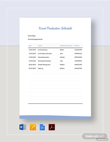event production schedule template
