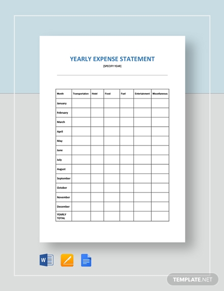 expense statement yearly