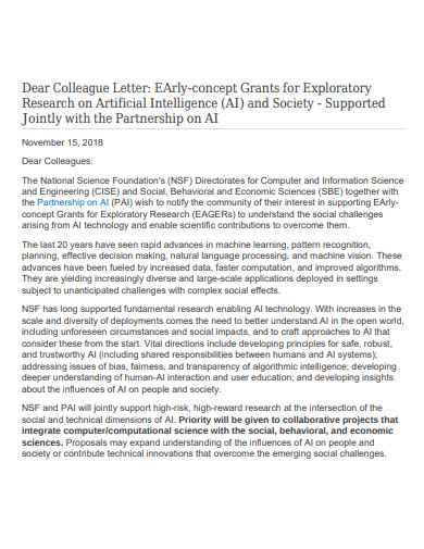exploratory research colleague letter