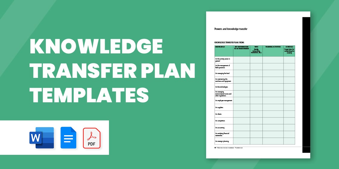 9+ Knowledge Transfer Plan Templates in PDF MS Word