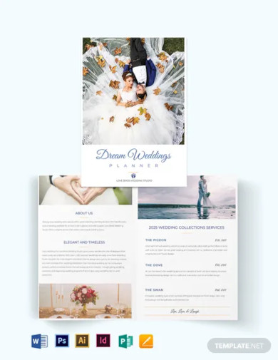 fall wedding planner bi fold half fold brochure template