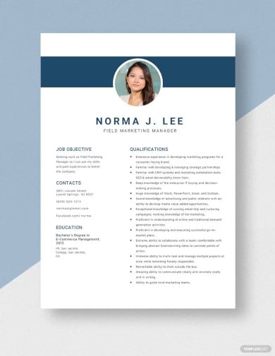 field marketing manager resume template