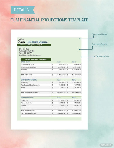 film financial projections template