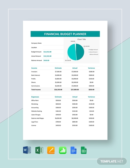 financial budget planner template