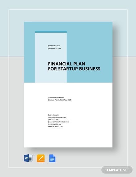financial plan for start up business template