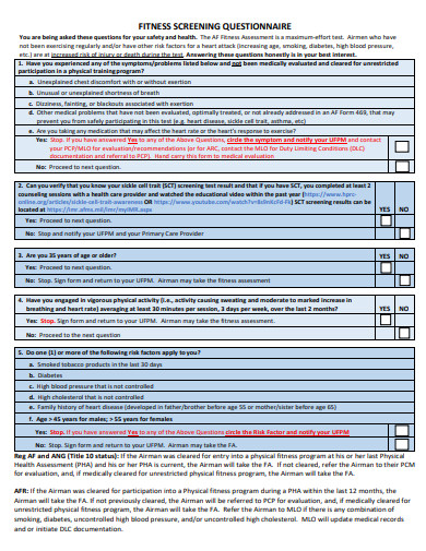 FREE 10+ Screening Questionnaire Templates in PDF | MS Word