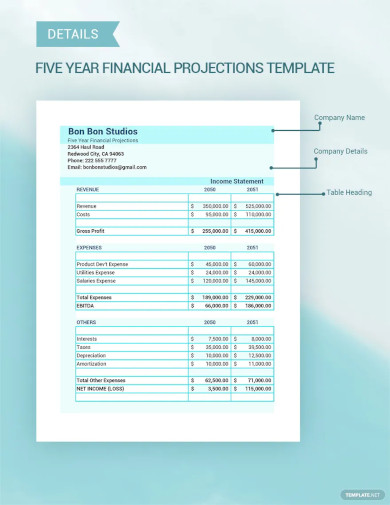 five year financial projections template