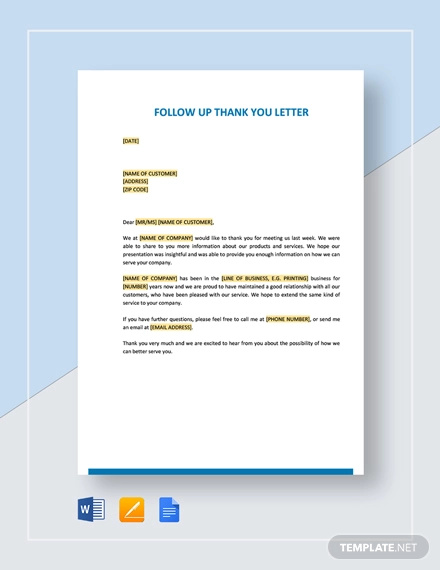 Follow Up Letter Template - 14+ Free Sample, Example Format Download