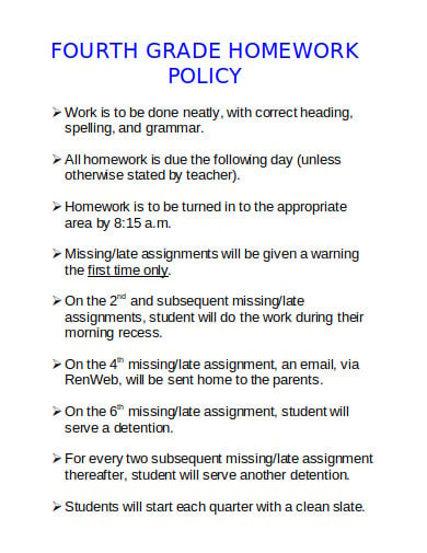homework policy at school