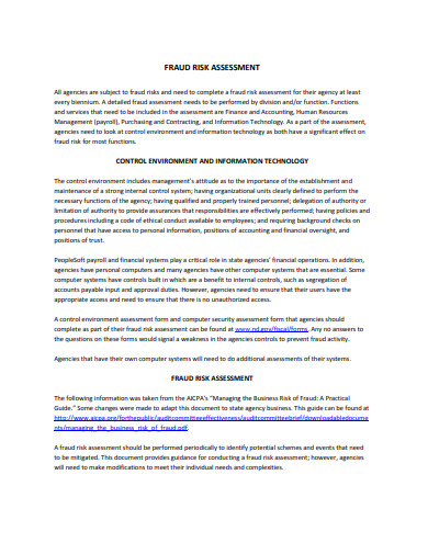 10  Fraud Risk Assessment Templates in PDF
