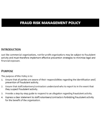 fraud risk management policy template